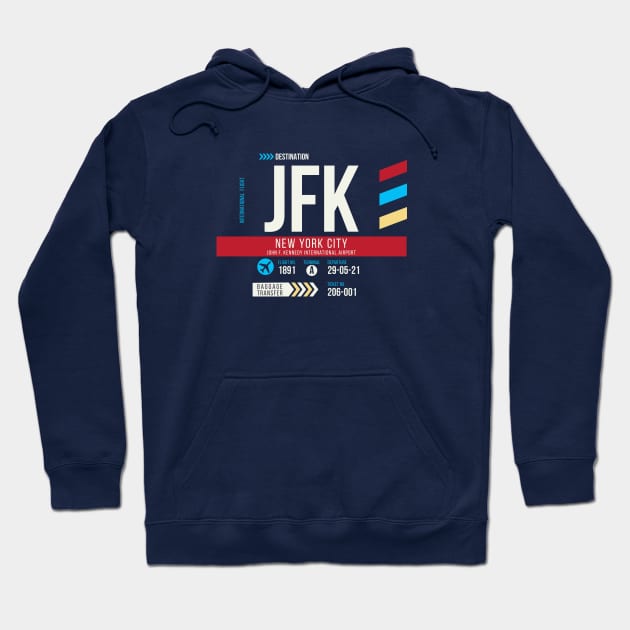 New York (JFK) Airport Code Baggage Tag Hoodie by SLAG_Creative